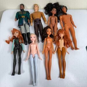 Disney 8 Doll Lot Frozen Moana Aladdin Princess Elena Elsa Anna Kristoff Mattias